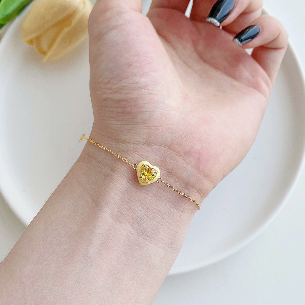 Fashion Heart Shape Sterling Silver Inlaid Zircon Bracelets