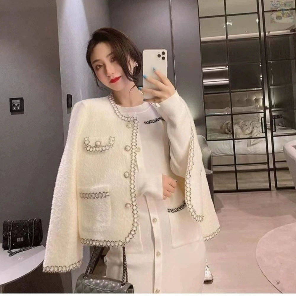 Новая осенне-зимняя куртка во французском стиле для женщин, универсальная и элегантная, высококачественный короткий топ для весны и осени, трикотажная рубашка.