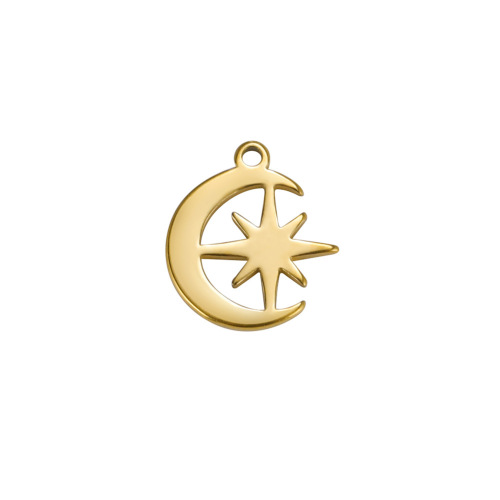 Wholesale cross-border glossy jewelry accessories cut titanium steel star and moon pendant simple stainless steel jewelry accessories