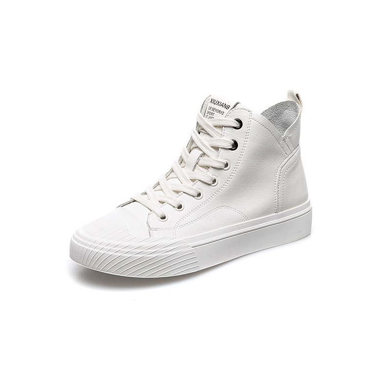Kleine weiße Schuhe aus echtem Leder, Damen-High-Top, 2023 Frühling und Herbst Neue koreanische Version, Damenschuhe, flach_voghion.com
