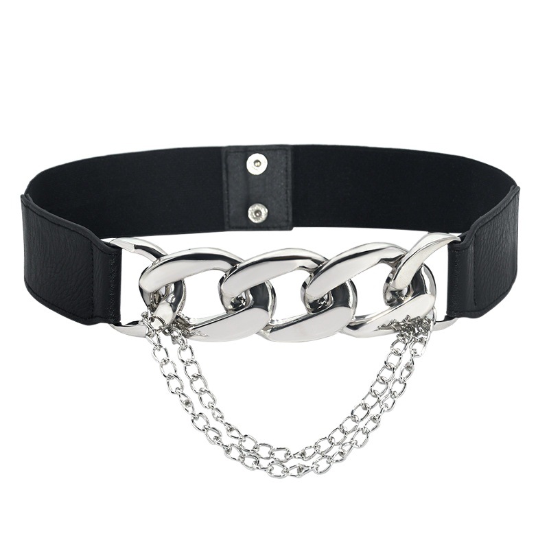 Cinturón elástico decorativo elástico cadena cintura sello moda partido vestido traje abrigo apretado en stock marea