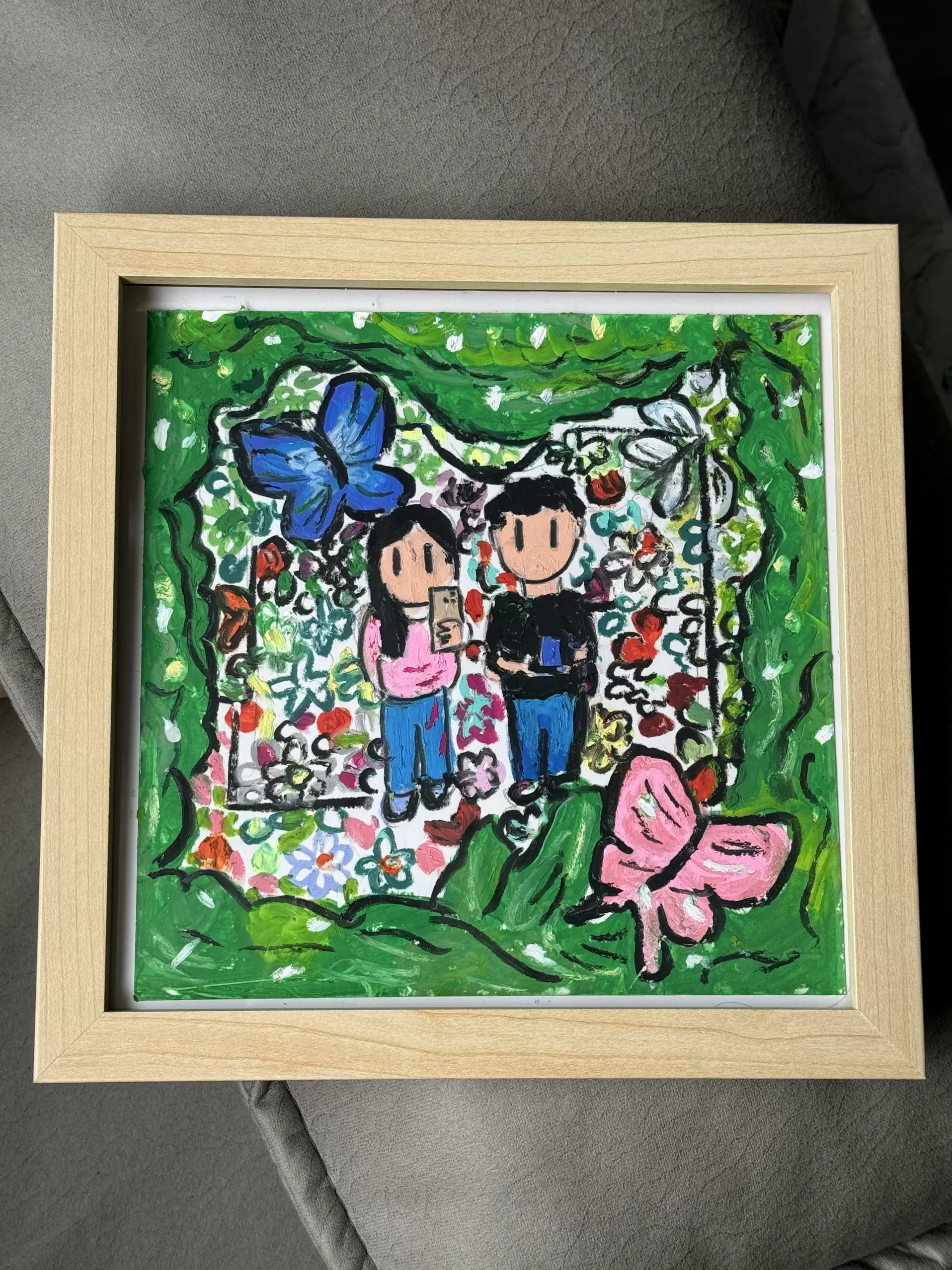 实体 手绘油画情侣照片转代画动漫画形象 实体工厂直销跨境新品