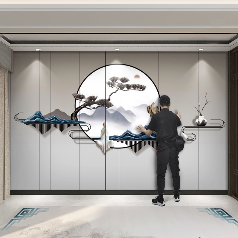 8D Stereo Tv Background Wall Wallpaper New Chinoiserie Accessible Luxury Landscape Living Room Sofa Wall Covering Office Tea Room Wall Covering