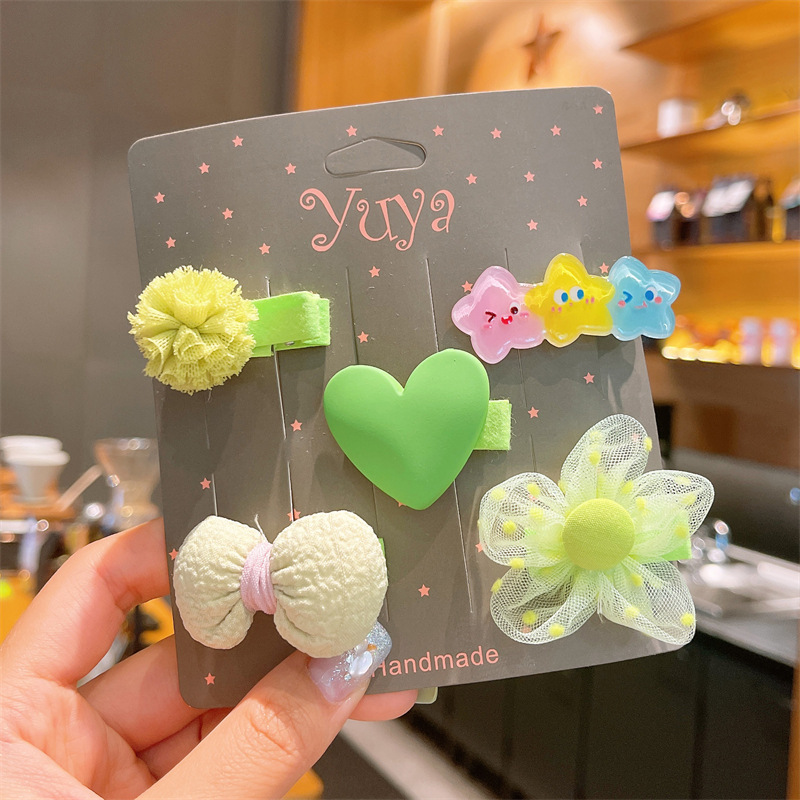 Tela de dibujos animados para niños flor horquilla bebé flequillos clip lateral niñas no lastiman el pelo tocado Internet celebridad 2022 Shixi