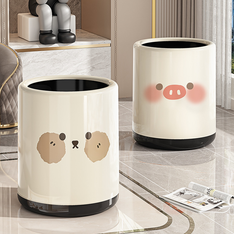 Trash Can Home 2024 New Style Living Room Bedroom Light Luxury High-end Kitchen Bathroom with Lid High-value Waste Paper Basket