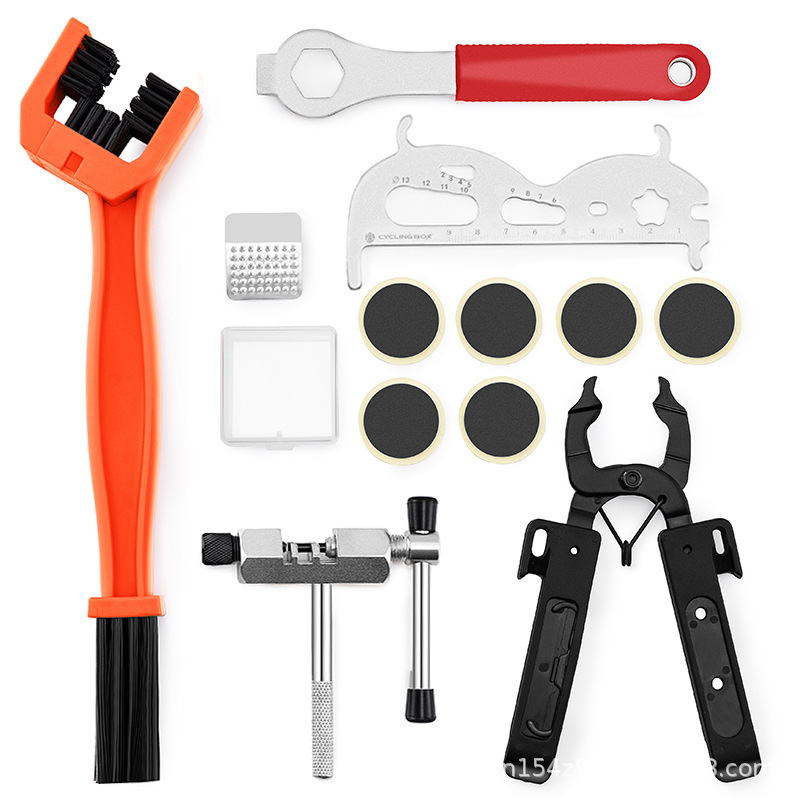 Herramienta de reparación de bicicletas eje central conjunto de combinación de llave volante conjunto de montaje y desmontaje herramienta de reparación de cadena giratoria Reparación de desmontaje de vuelo