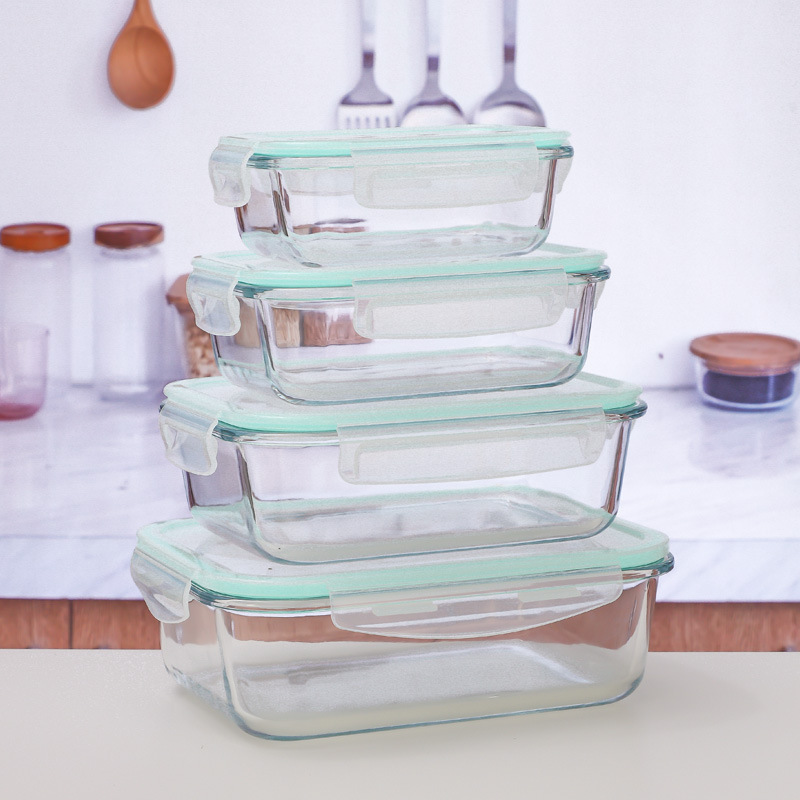 Glass Lunch Box with Lid, Transparent Glass Preservation Box, Sealed Lunch Box, Glass Bowl for Home Use, Refrigerator Preservation Bowl Glass Lunch Box with Lid, Transparent Glass Preservation Box, Sealed Lunch Box, Glass Bowl for Home Use, Refrigerator Preservation Bowl