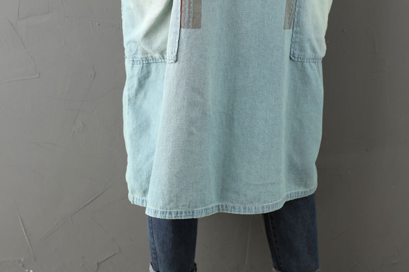 Vintage Robe Printed Distressed Worn Large Pocket Short Sleeve Dress