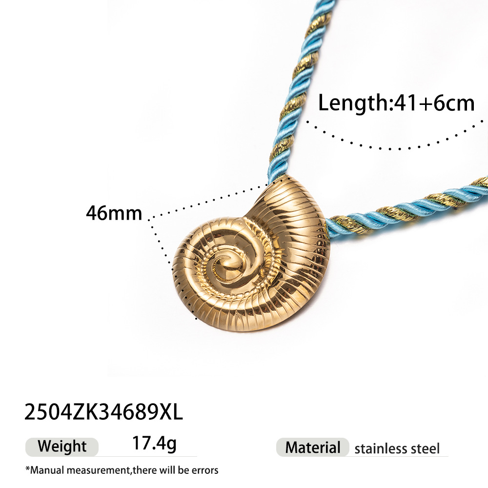 Tena Europa y América Alta retención de color 18k oro concha de acero inoxidable concha de estrella de mar collar de cuerda gruesa ins joyería de explosión transfronteriza image 15