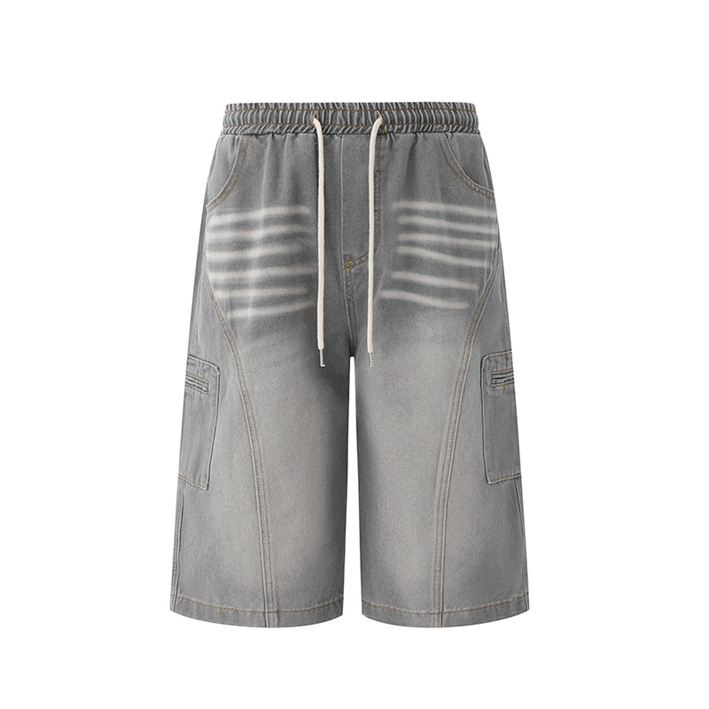 BJ Workwear Denim-Shorts für Herren, Sommer, lockere, lässige, mittellange koreanische Stil-Trendhose mit fünf Punkten über dem Knie_voghion.com