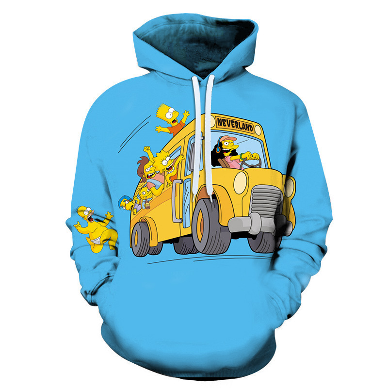 Cross-Border Cute Simpsons Series Loose Sports Cartoon Couple Sweatshirt Hooded Top