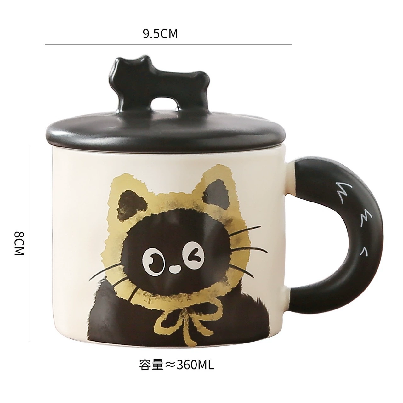 Cat Ceramic Mug, Cute Illustrated Ceramic Cup, 301–400 ml, Gift Box Option