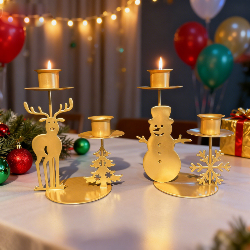 Inventario transfronterizo nuevo producto retro decoración navideña candelabros adornos navideños hierro forjado candelabros de estilo nórdico