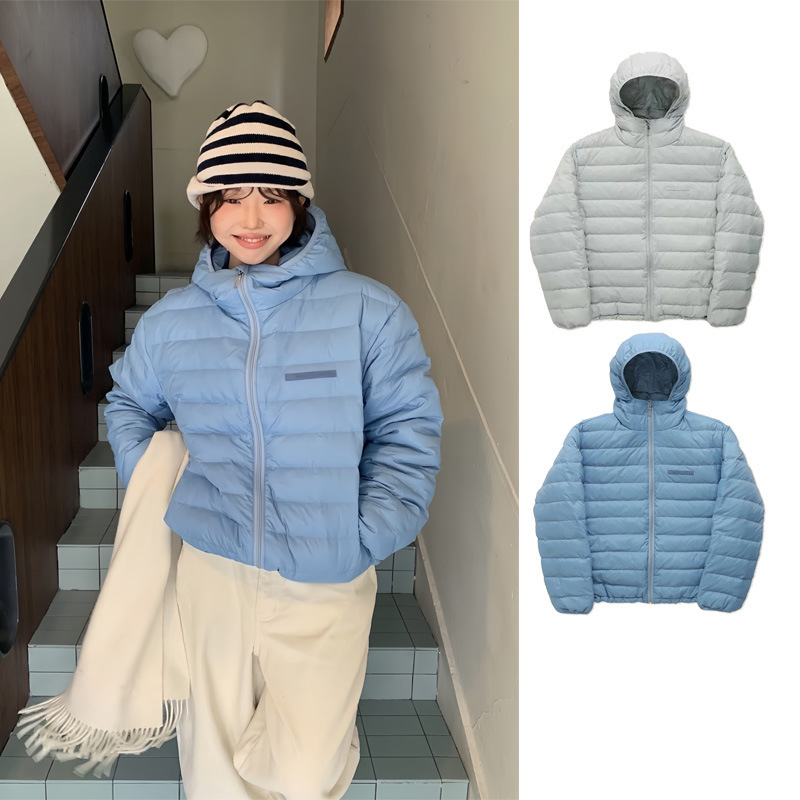 In-Stock Korean Smooth*Mood White Goose down Jacket for Women with Hood, 90% Goose down