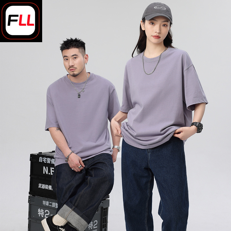 300g 26-ply double yarn crew neck T-shirt for work uniform, summer new arrival, solid color casual short sleeve with logo printing and embroidery