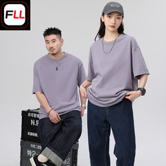 300g 26-ply double yarn crew neck T-shirt for work uniform, summer new arrival, solid color casual short sleeve with logo printing and embroidery