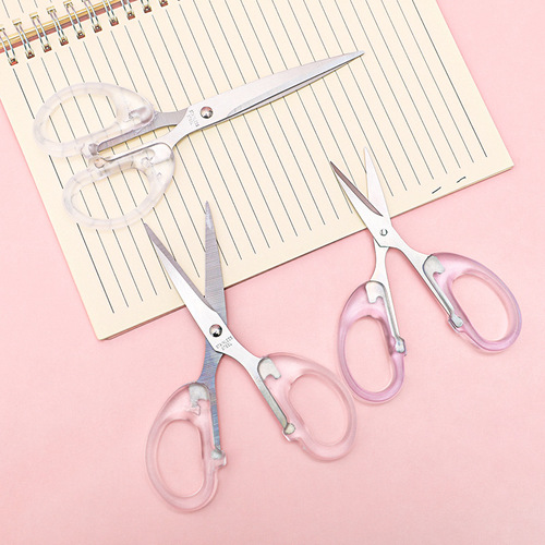 Girly Heart Ins Style Simple Transparent Small Scissors Student Handmade Art Stainless Steel Stationery Scissors Office Scissors