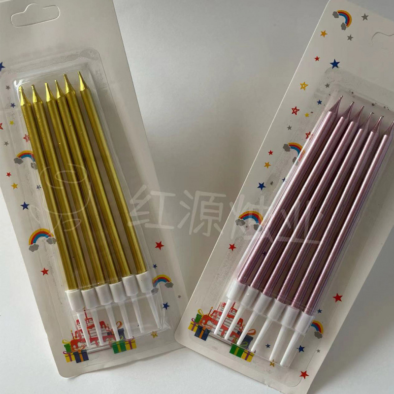 Tarta larga de color pastel de cumpleaños decoración de fiesta para bebés vacaciones panadería caja de vela de oro en stock