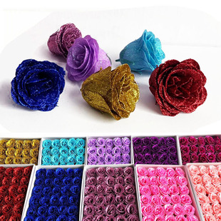 Manufacturer Wholesale Gold Powder Crystal Glitter Rose Head Teacher Chinese Valentine's Day Simulation Eternal Sequin Rose