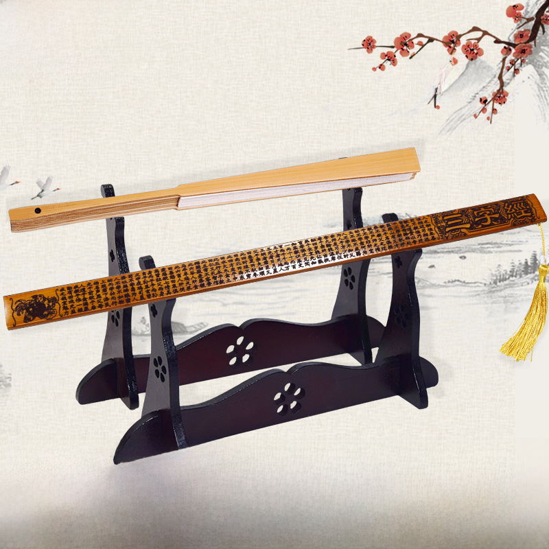 Wooden long strip ruler brush brush short sword fan bracket long plum blossom base can be single -layer or double -layer shelf