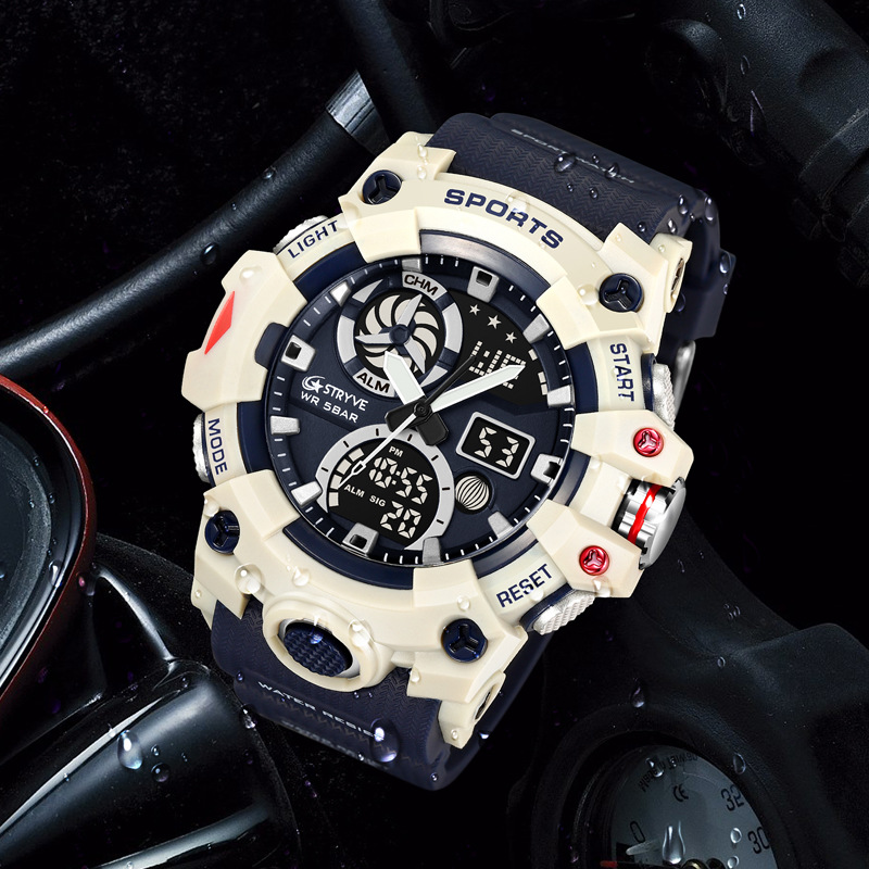 STRYVE reloj deportivo impermeable de moda para hombre luminoso electrónico multifunción reloj cronógrafo entrega de una pieza 8027