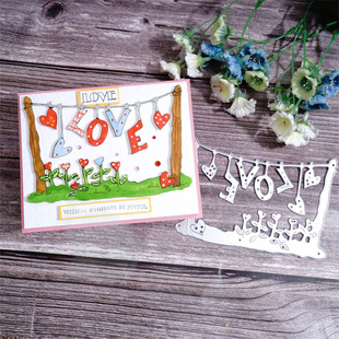 Handbook Decoration: a String of Hanging Love and Heart Carbon Steel Knife Molds, Handmade Paper Art Embossing Knife Molds, Cross-Border Delivery