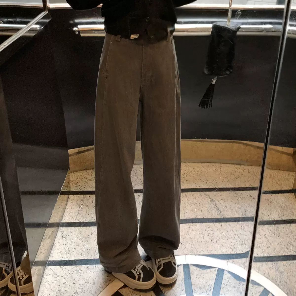 小众系重工 水洗色窄版阔腿牛仔裤女显瘦直腿裤子