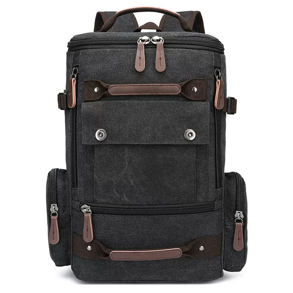 Customized Production Computer Canvas Backpack Mountaineering Travel Men's Bag Portable Layered Multi-Functional Canvas Backpack