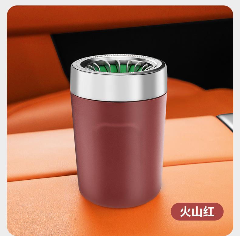 Car-mounted luminous ashtray, anti-ash flying, multi-functional, rotating lid, smoke extinguishing, ash collection, sealed, high-end car accessory