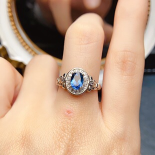 New Natural Topaz Ring S925 Silver Inlaid Main Stone 5*7mm Versatile Popular Trendy Women's Jewelry Wholesale