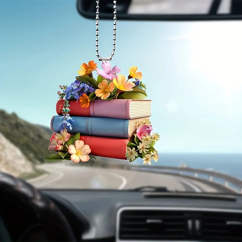 Nuevos productos transfronterizos creativos entusiastas del libro forma de acrílico plano árbol de Navidad decoración de automóviles para el hogar