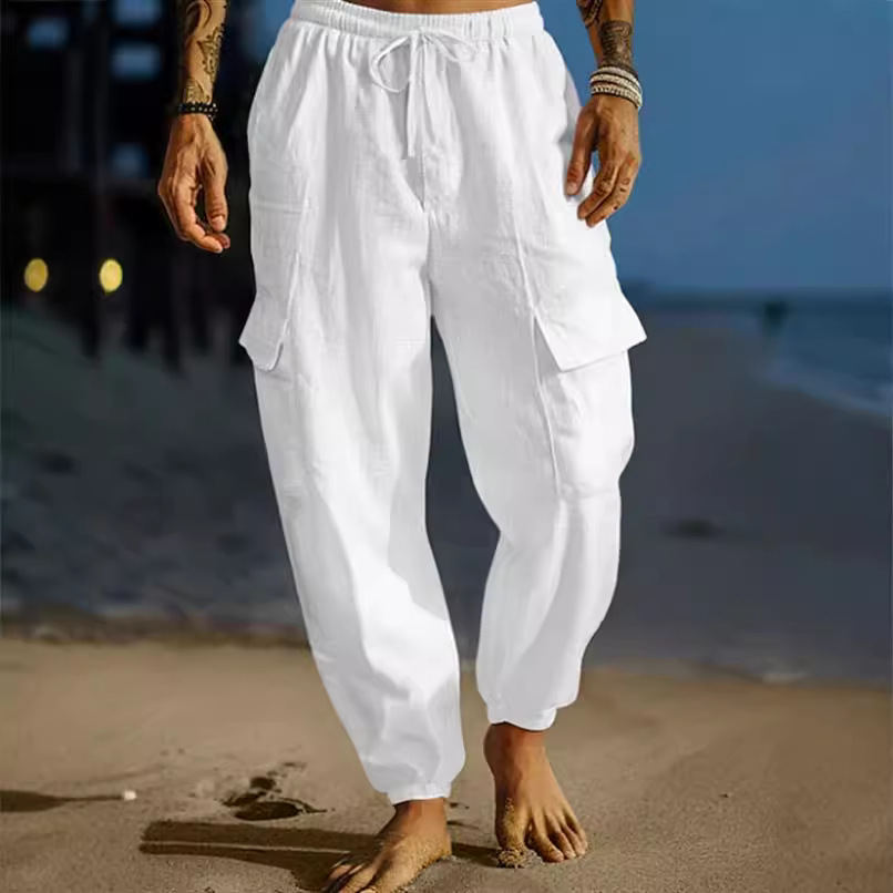 2024 autumn new wok jogging pants, long pants with dawsting, elastic waist, multiple pockets, flat, beathable_voghion.com
