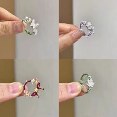 小福星~花朵蝴蝶手工编织戒指简约小众设计甜美可爱显白百搭手饰