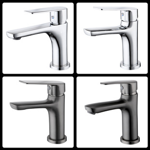 Light Luxury Style Bathroom Cabinet Brass Basin Faucet Hot and Cold Washbasin Ceramic Valve Core under Counter Basin Gun Gray Basin