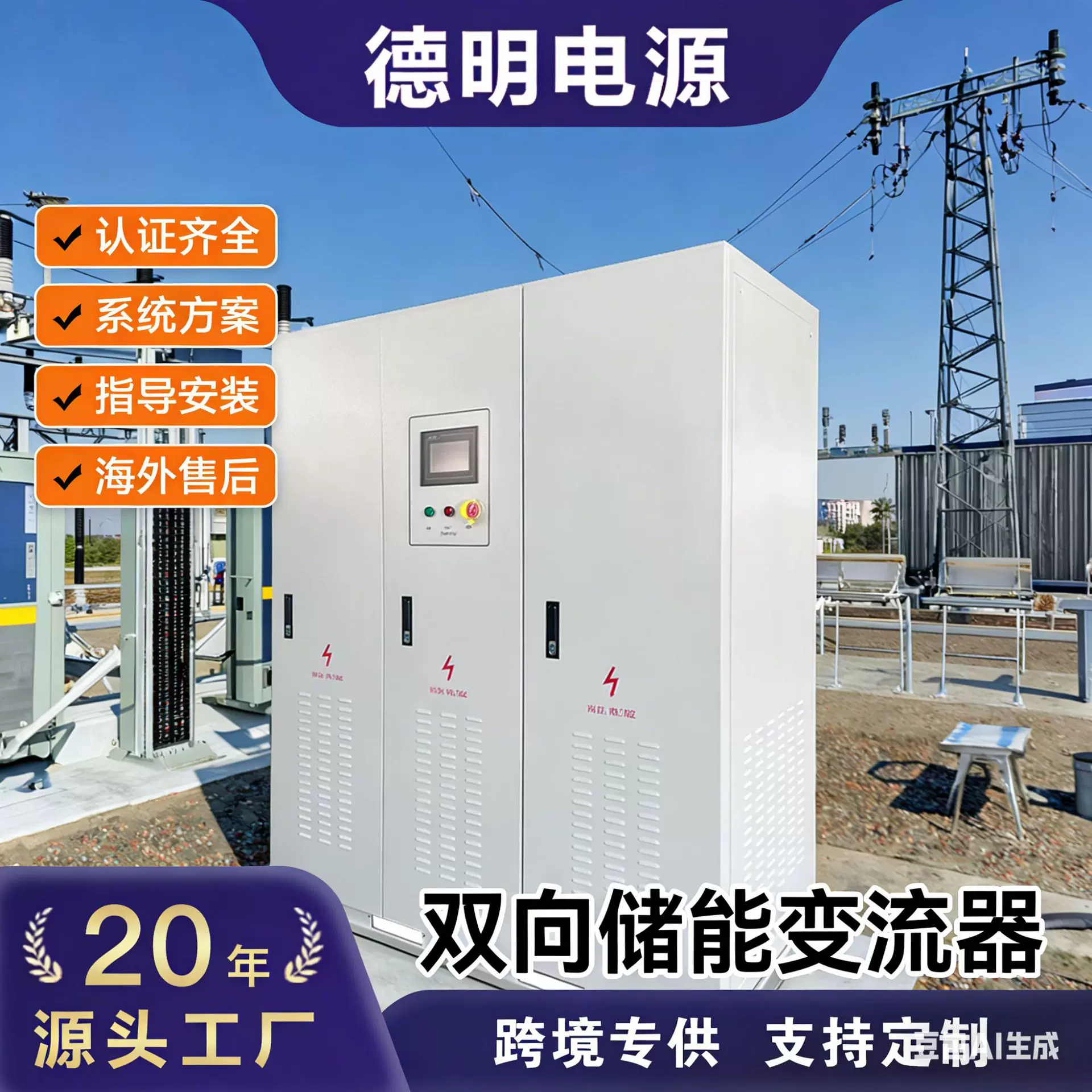 光伏储能系统专用混网逆变器双向变流光储一体机新能源发电设备