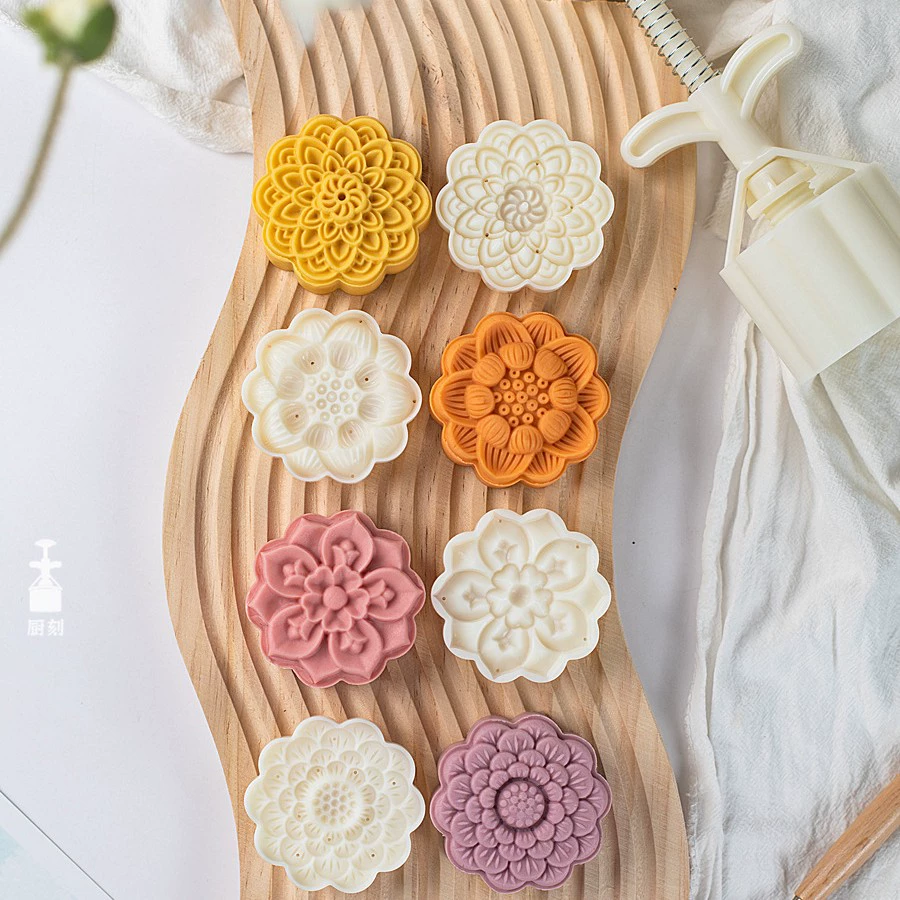 [Семя лотоса с десятью лепестками] форма для лунного торта 75 грамм стереоскопического ручного давления пластиковые абразивные китайские Инструменты для выпечки