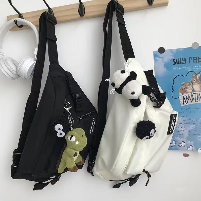 Trendy Cool Ins Men's Crossbody Chest Bag Street Harajuku Single Shoulder Sports Versatile Workwear Crossbody Bag Portable Student Waist Bag
