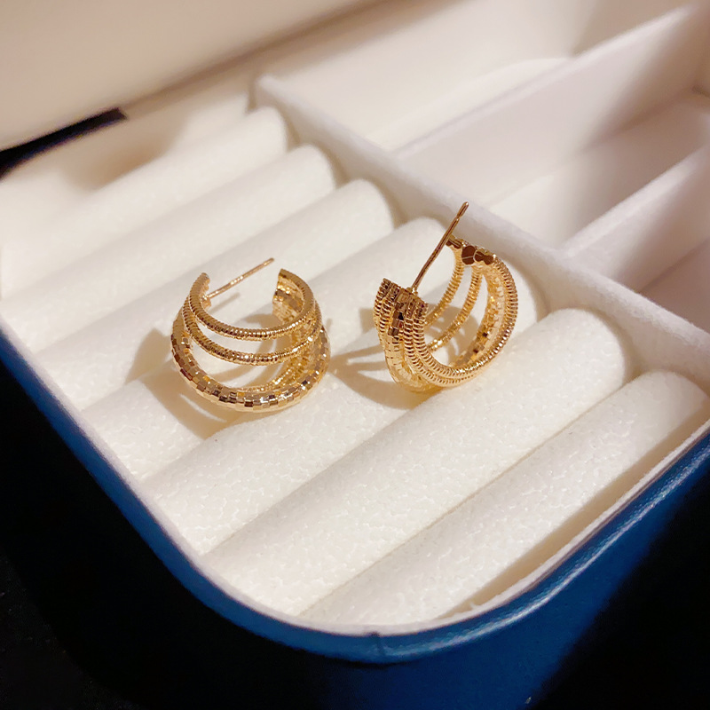 1 Pair Quantity 1 Pair Glam C Shape Plating Copper Gold Plated Ear Studs