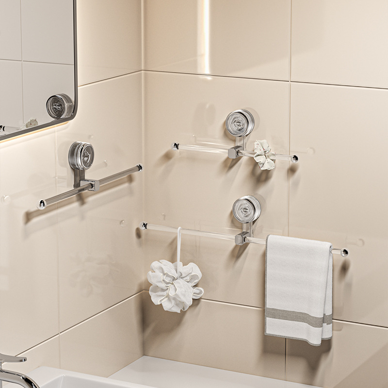 Toallero de ventosa Toallero de baño sin perforación Toallero de pared fuerte Estante de baño Toallero telescópico Gancho image 4