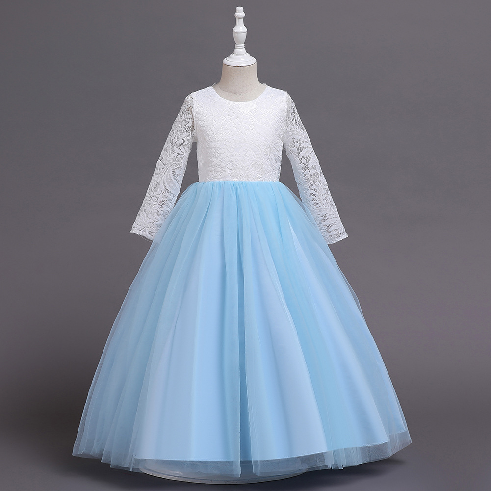 Amazon nuevo medio y grande de encaje de los niños vestido de princesa vestido largo niñas pasarela espectáculo traje de los niños vestido image 11