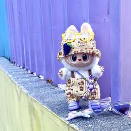 17cmlabubu娃衣一代二代三代黄紫色背带裤套装玩偶公仔换装衣服