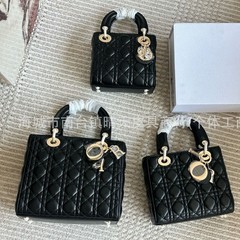 高版本D家羊皮纹戴妃三格四五格链条小方包单肩斜挎手提女包婚宴