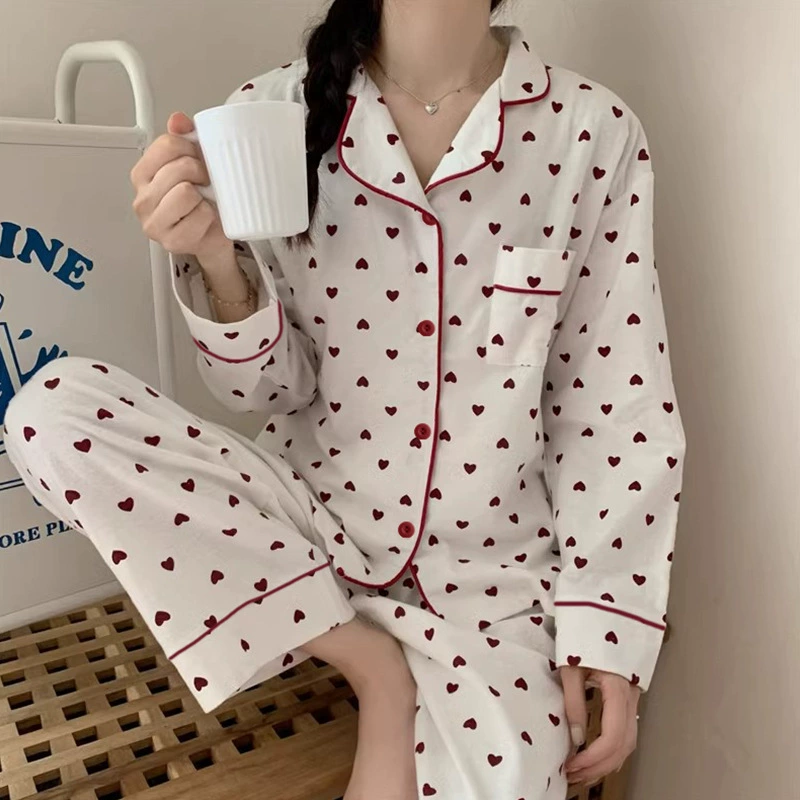 Autumn pijama, thin long-sleeve, set, oversize, internet celebrity