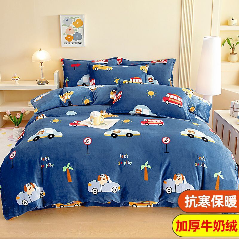 Invierno cálido leche edredón doble cara más veludo de coral veludo edredón doméstico 150x200x230 una persona