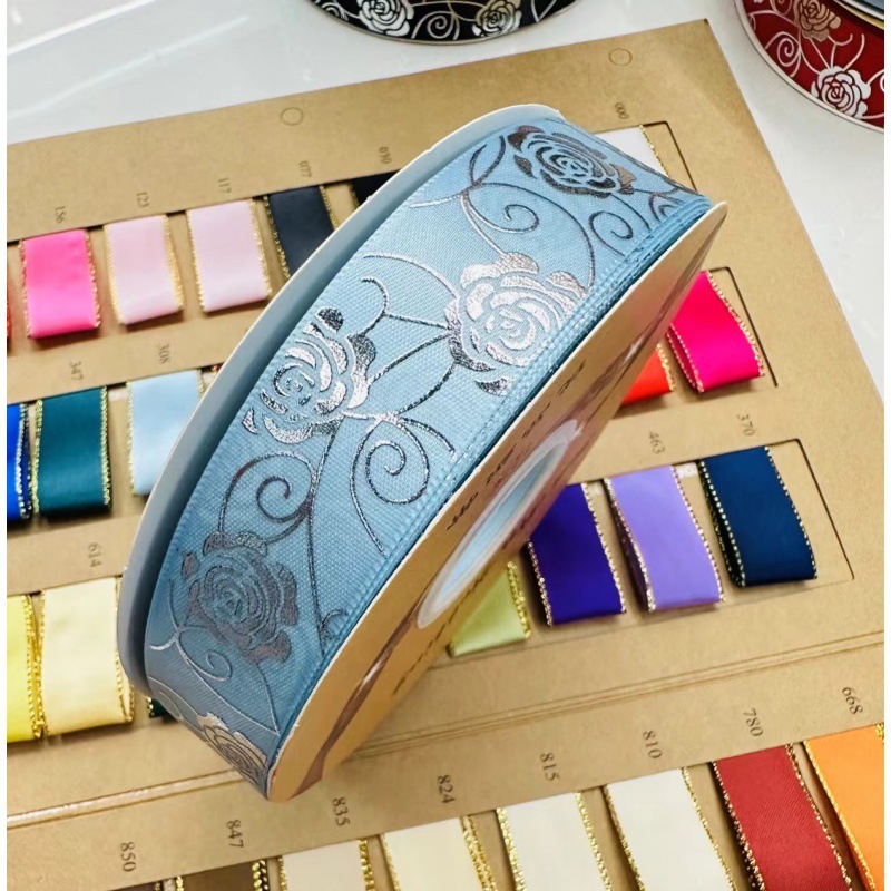 2,5 cm de ancho rosa plateada Lolita hecha a mano DIY cinta caja de regalo de paquete de joyería cinta de soporte