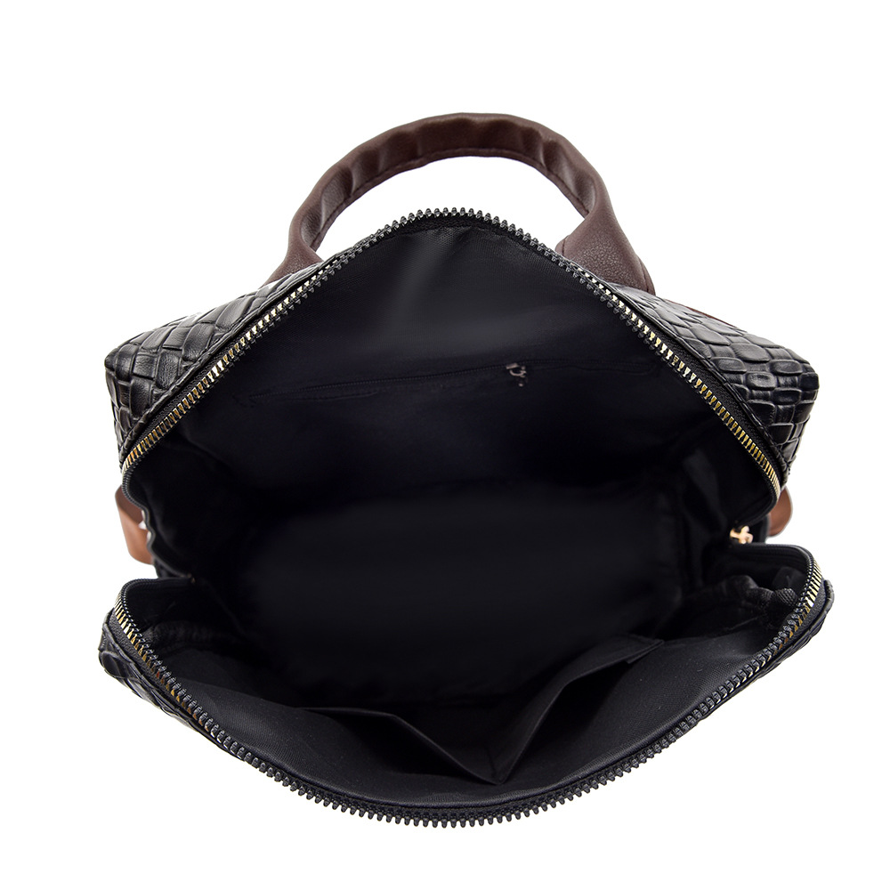 Mochila de color de contraste transfronteriza al por mayor para mujer 2024 nuevo bolso femenino de cuero suave retro europeo y americano, mochila de viaje al aire libre de ocio