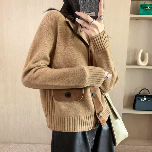 Old Money Style Ribbed Stand Collar Wool Jacket Women's Winter Bomber Jacket Casual Versatile Warm Knitwear Top Old Money Style Ribbed Stand Collar Wool Jacket Women's Winter Bomber Jacket Casual Versatile Warm Knitwear Top