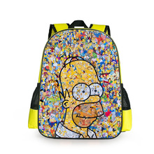 跨境热销卡通双肩背包辛普森一家男女小学生大容量书包笔袋代发