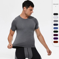 メンズ速乾衣半袖スポーツランニングフィットネスウェア発汗tシャツ高弾力トレーニング半袖上着01217