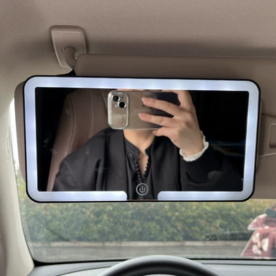Sun visor rearview mirror Led Three-Color Adjustable Makeup Mirror